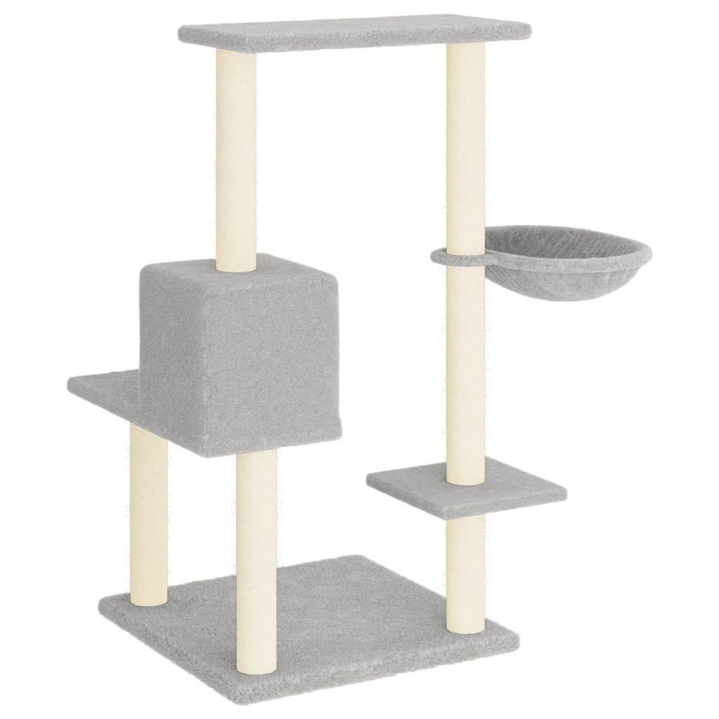 ShGaxin Rascador para Gatos con Postes de sisal Gris Claro 95 cm, Rascador Gato, Arbol Rascador para Gatos, Gatos Accesorios, Torre Gatos, Arranhador para Gatos, Casa para Gatos
