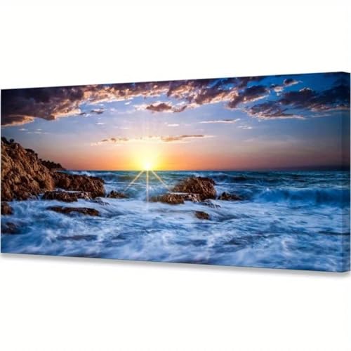 Peinture coucher de soleil océan XINBAO 75x150cm sans cadre decoration salon