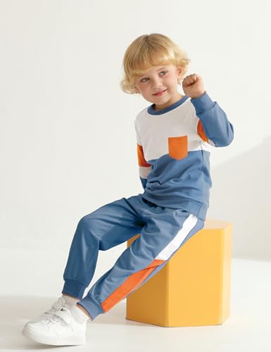 Image of Toddler Boy Clothes Long Sleeve Hoodie Sweatsuits Tops and Pants 2Pcs Boys Fall Winter Outfits Set