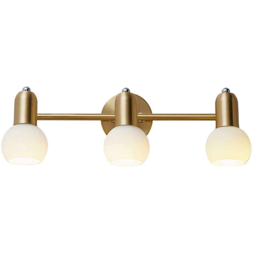 Luminaires de vanité de Salle de Bain, Appliques murales en Globe de Verre, Laiton brossé doré, 3 têtes