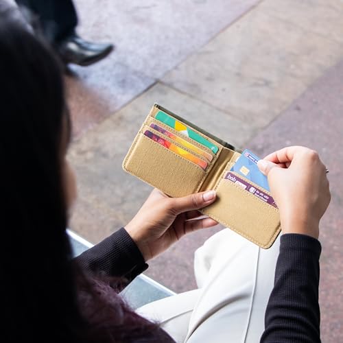 Image of Bellblock Slim Sleeve Canvas Wallet for Men /Women | Minimal Handcrafted Bifold Wallet | with Sim, Mobile Pin & Hidden Extra Card Slots | Olive Green