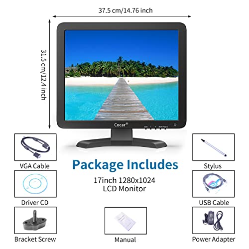 Cocar 17Inch Touchscreen Monitor, Tft Lcd Monitor Touch Screen - 1280X1024 Resolution Vga Input For Pc/Pos Graphic Draw Sketching #TOP6
