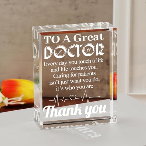 Image of Gifts for Doctor, Appreciation Gift for Doctors, Engraved Crystal Plaque Gifts for Best Doctors, Thank You Doctor Gift for Men Women Crystal Appreciation Plaque
