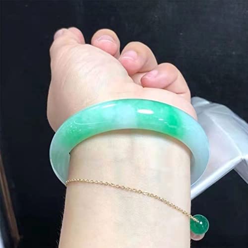 Natural Burmese Jade Bangle Bracelet - Grade A Light Green Retro Icy Jadeite for Women, Genuine Jade, Motherhood Gift, Elegant Gemstone (Size: 50-52MM)2