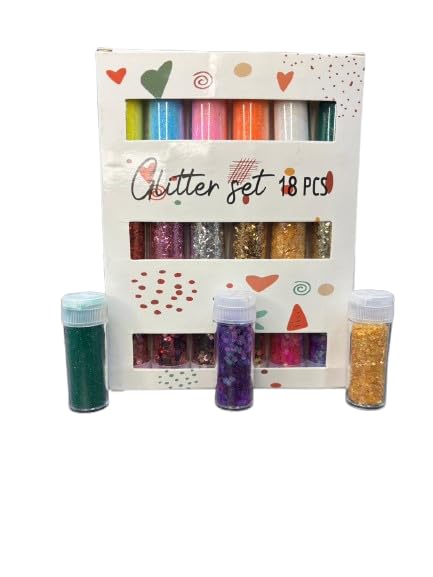 Glitter Set for Arts and Crafts, Multicolour, 18 Pieces-image-49