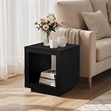 COVLON Wood End Table, 2 Tiers Square Side Table, 17.75 Inch Modern Accent Table Nightstand for Living Room, Bedroom, Office, Small Space, Black