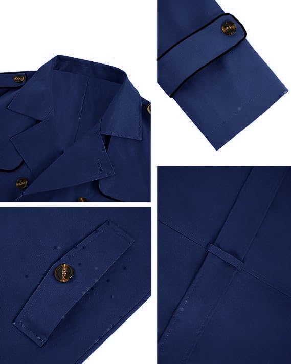 Image of Makkrom Men's Trench Coat Double Breasted Lapel Windbreaker Long Jacket