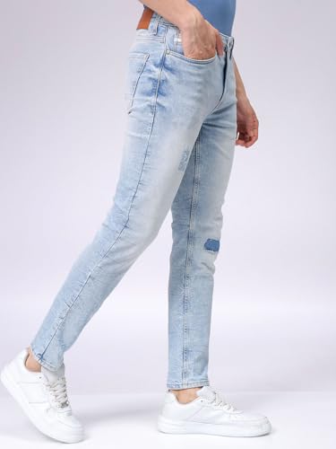 Image of The Indian Garage Co Men Slim Fit Solid Mid-Rise Stretchable Jeans