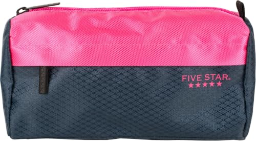 Image of Five Star Pencil Pouch, Pen Case, 9-Pocket Zipper Pouch, Storage Organizer for School Supplies Earbuds Chargers Cables Makeup, Navy /Pink (505600B-ECM) (Pack of 12)