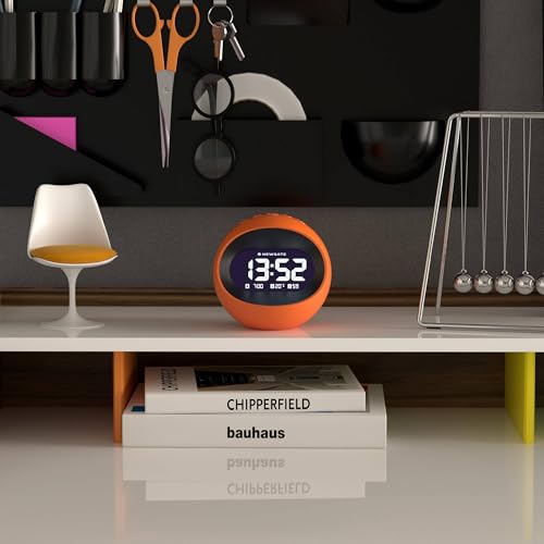 NEWGATE® Centre of The Earth Réveil | Horloge LCD rétro Ronde | Orange | Idéal pour Le Chevet, Le Bureau ou l’étagère | Accessoire rétro pour Chambre et Bureau – vue 2