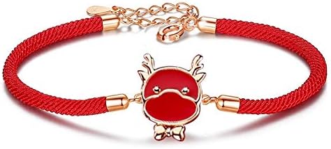 TEMICO Pulsera de cuerda roja ajustable para mujer, 12 pulseras con dije de conejo de la suerte de año nuevo con animales del zodiaco chino 2023
