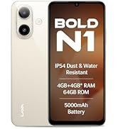 Lava Bold N1 (Sparkling Ivory, 4 GB RAM, 64 GB Storage)| 6.75" (90 Hz) HD+ Display | 13MP AI Dual...