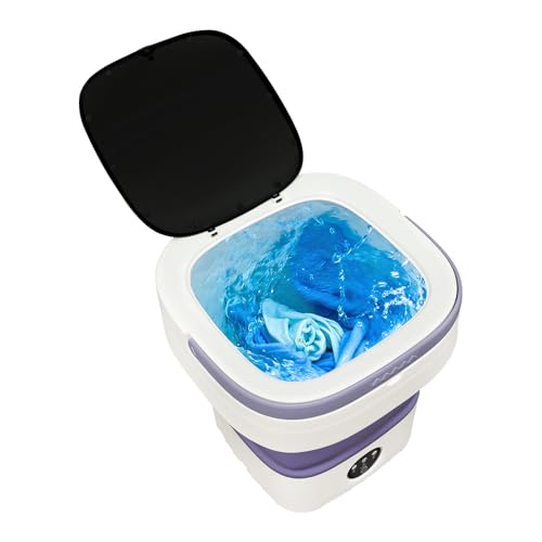 Mini Waschmaschine & Washing Machine Small, 12L Klein Wasch Maschine 3 Waschmodi mit Ablaufkorb, Faltbar Reisewaschmaschine Camping für Unterwäsche, Babykleidung, Socken (Lila)