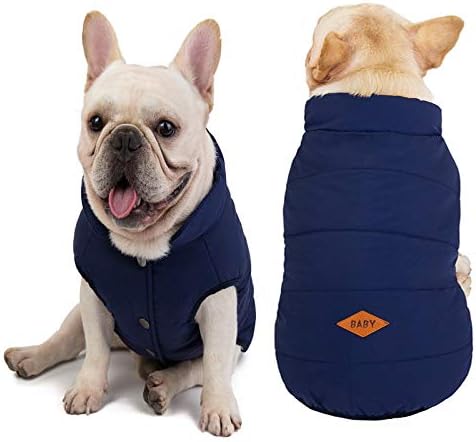 Izefia Dog Coat Cold Weather Coat Windproof Jacket Fleece Warm Dog Vest Winter Thick Clothes Dog Coat for Small Dog Bulldog Medium Cat 1C-Blue M - Image 5