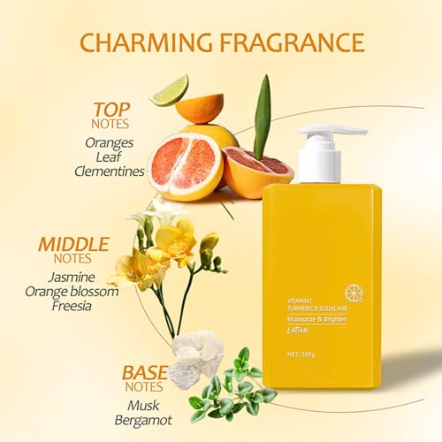 Vitamin C & Turmeric Body Lotion, Brightening Body Lotion, Turmeric Body Moisturiser for Dry Skin, Body Creams for Women Men, Remove Dark Spots, Nourishing Body Skin Care, Large-Capacity 300g - Image 6