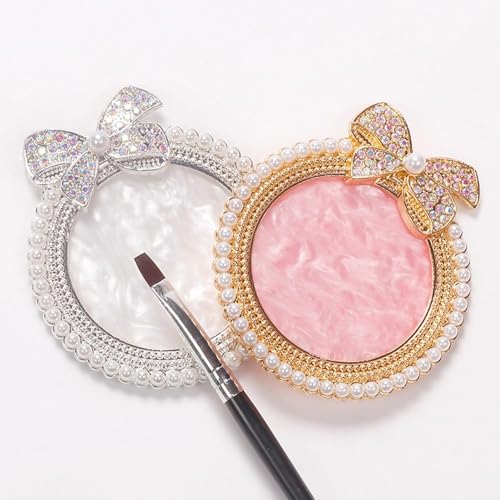 Image of NAILWIND Resin Stone Nail Art Palette, Nail Mixing Palette with Diamond Base, Nail Art Cosmetic Mixing Palette Color Mixing Pigment Polish Holder Nail Art Painting Gel Palette Pearls - 1 pcs