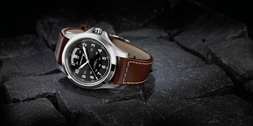 Image of Hamilton Khaki Field King Automatic Men's Watch, 40mm Stainless Steel Case, Swiss Made, Black Dial Analog Wrist Watch for Men, 50m Waterproof, Sapphire Crystal, Cow Leather Strap