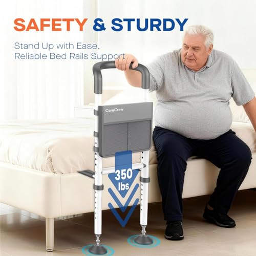 Bed Rails for Elderly Adults Safety: Bed Rails for Seniors with Motion Lights & Storage Pouch, Adjustable Bedside Grab Bar, Bed Cane with Strong Support Leg - Image 5