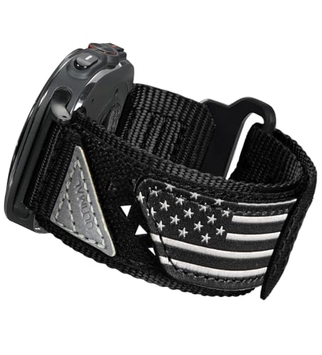 ULTIMAL Band Compatible with Samsung Galaxy Watch Ultra 47mm(2024/2025) band for Men Women 47mm Nylon Sport Breathable Replacement Strap for Galaxy Watch Ultra (USA FLAG BLACK L)
