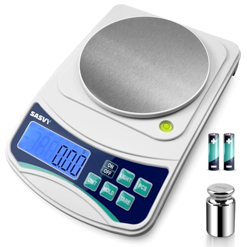 SASVY Digital Lab Scale 1000g x 0.01g oz/g/ct/DWT/tl/gn/ozt Precision Electronic Scientific Scale Analytical...