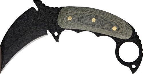 Shadow Tech Knives 062 Combat Karambit Fixed Blade Knife with OD Green Canvas Micarta Handles
