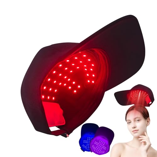 Red Light Therapys Bonnet pour repousse des cheveux 56 lampes LED 4 en 1 infrarouge 450/660/850 nm, chapeau rechargeable sans fil pour cheveux clairsemés,...