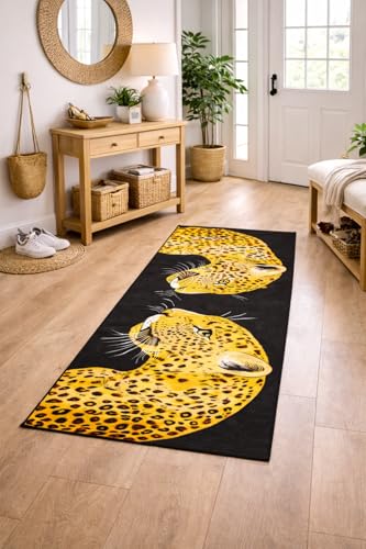 Image of SAGON 2x5 Ft Printed Runner Carpet - Cotton Bedside Rug for Bedroom & Living Room (Tiger)