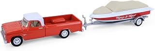 Greenlight Collectibles 32330-A Hitch & Tow Series 33-1:64 Scale Diecast Model - 1967 Dodge D-100 with Boat and Trailer