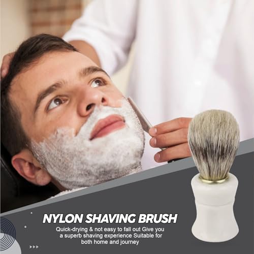 Shaving Brush Smooth And Soft Professional Pure Bristle Brush with Elegant Design User Friendly Men Using Shave Cream or foam Brush Hair Salon Tool Plastic handle Fast leather Wet Shaving (1Pc) - Image 4