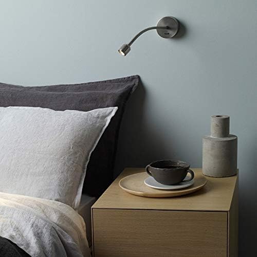 Wall Sconces LED Surfaced Mount Hotel Bedroom Bedside Reading Light Fixture Adjustable Directional On/Off Switch Silver Flexible Pipe