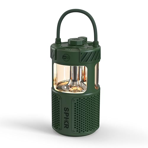 MEE audio lightSPKR Bluetooth wireless speaker with camping lantern: 360° audio, 3 audio modes, 2 light colors & infinite brightness adjustment, IPX6 waterproof for indoor & outdoor use (Forest Green)