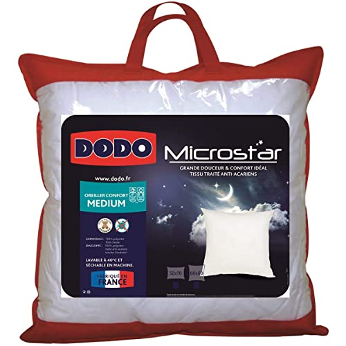 UNIVERS-DECOR Lot de 2 oreillers microstar Médium Anti-Acariens Dodo (Blanc, Lot de 2 oreillers microstar Dodo 50 x 70 cm)
