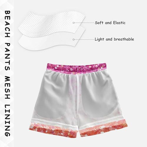 Pigsaly Boys Swim Trunks Oeange Apricot Pink Gradient Flashing Glitter Boys Board Shorts Swimsuit Swimwear Bathing Suit XS4