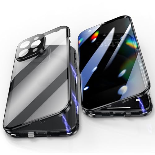 Jonwelsy Anti Peeping Case for iPhone 15 Pro (6.1"), 360 Degree Front and Back Privacy Tempered Glass Cover, Anti SPY Screen