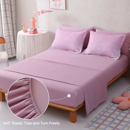 Image of Dinjoy Girls Comforter Set 7 Pieces, Queen Size Colorful Ombre Rainbow Bedding Set, Bed in A Bag for Kid Teen Girls (1 Comforter, 1 Flat Sheet, 1 Fitted Sheet, 2 Pillow Shams, 2 Pillowcases)