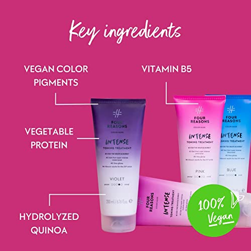 Image of Four Reasons Color Mask INTENSE Fuchsia (27 Colors) - Color Depositing Conditioner - Semi Permanent Pink Hair Dye for Lightened and Colored Hair- 100% Vegan, 6.76 fl oz