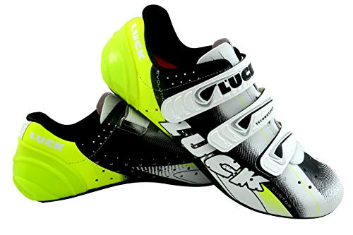 LUCK Chaussures de cyclisme EVO rouge pour la route, avec semelle en carbone, très rigide et légère et triple bande Velcro - Image 4