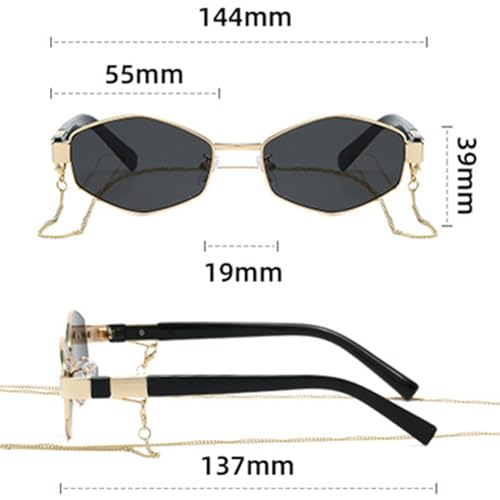 bullabulling Trendy Hexagon Sunglasses for Women Retro Gold Metal Geometric Frame Sun Glasses Shades4