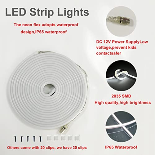 Image of Neon LED Strip Light - LED Neon Strip Light 16.4ft /5m 12V DC,Cut Length 0.39'' /1cm Silicone LED Neon Flexible Strip Light for Indoor Outdoor DYI Signage Decoration (Power Adapter not Included)
