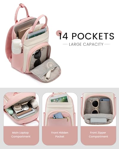 Image of LOVEVOOK Small Backpack Purse for Women, Mini Backpack, Light Weight Cute Fashion Backpack for Work Daily Travel, Pink-Beige