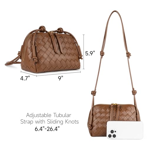 Joryin Woven Crossbody Purse for Women, Hand-Woven Leather Crossbody Bag Woven Shoulder Bag Vegan Leather Handbag4