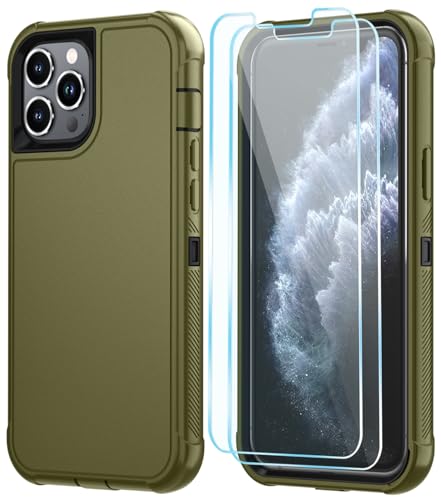 Image of SunStory Compatible with iPhone 11 Pro Max Case with HD Screen Protector, 3-Layer Heavy Duty Full-Body Cover,3 in 1 Hybrid Protective Case for iPhone 11 Pro Max 6.5 inch,ArmyGreen