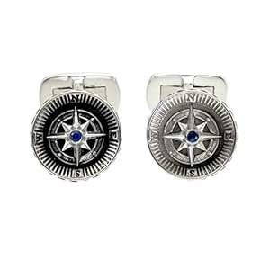 jack grimes designs manchetknopen, Eén maat, Sterling zilver, Blauwe saffier