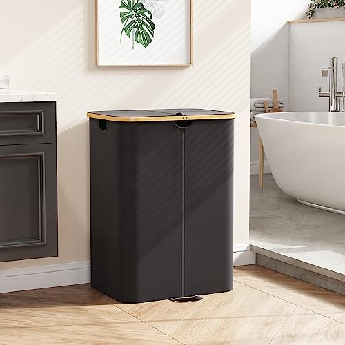 Lifewit 150L Pfandflaschen Sammelbehälter mit 2 Fächern und Deckel, Schwarz – Ansicht 7