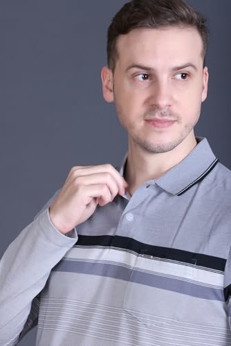 Image of Full Sleeve Polo T Shirt for Men Cotton with Pocket and Collar - Regular Fit Tshirt