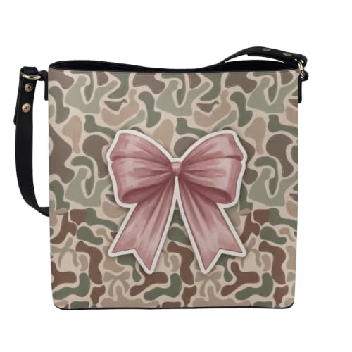 Image of HUGS IDEA Boho Bags for Women Leather Handbag Shoulder Bucket Crossbody Purse