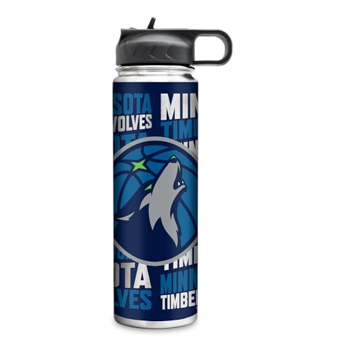 Rico Industries NBA Basketball Minnesota Timberwolves 22oz Stainless Steel Tumbler with Lid - Great For Coffee, Tea, Water or Cocktails