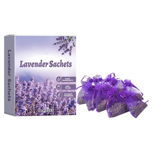 Paquete De 10 Bolsitas De Lavanda, Bolsitas De Lavanda Natural, Protección contra Polillas para Armario, Bolsitas De Lavanda Portátiles, Lavanda Seca para Cajones, Coches Y Bolsas De Gimnasio