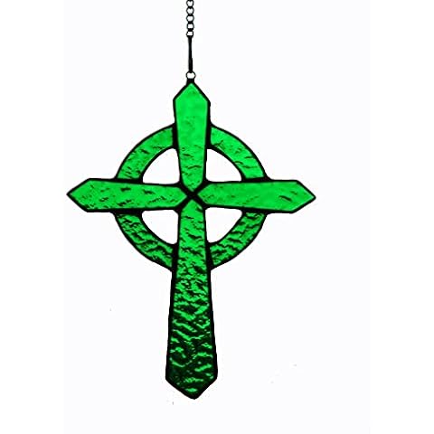 BOXCASA Celtic Cross Sun Catcher Stained Glass Window Hangings, Home Decoration (Celtic Cross) Cover