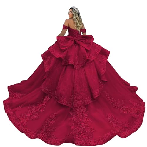 Zhangyo Off Shoulder Burgundy Quinceanera Dresses for Sweet 15 Size 6